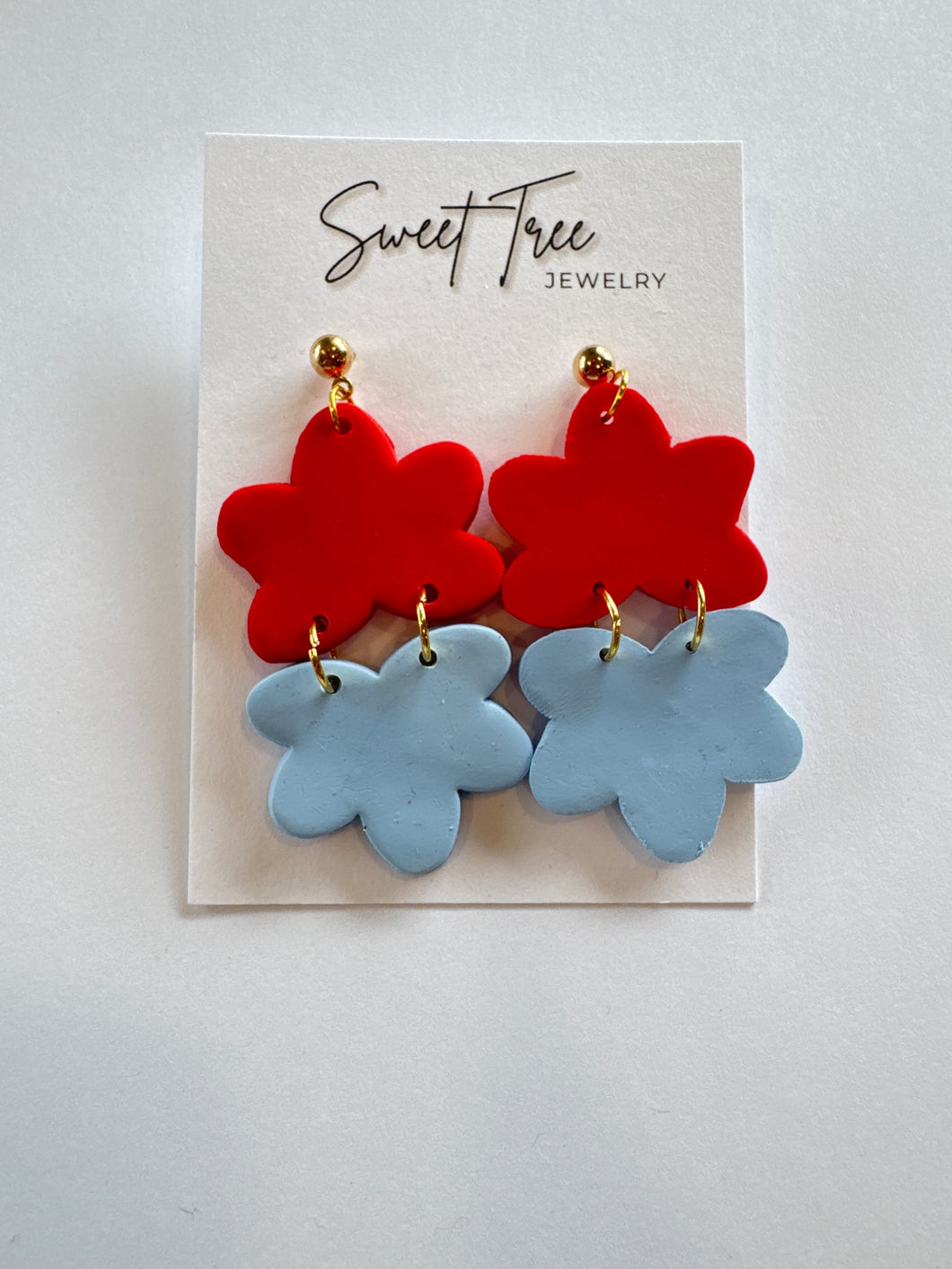 Red and Blue Clay earrings