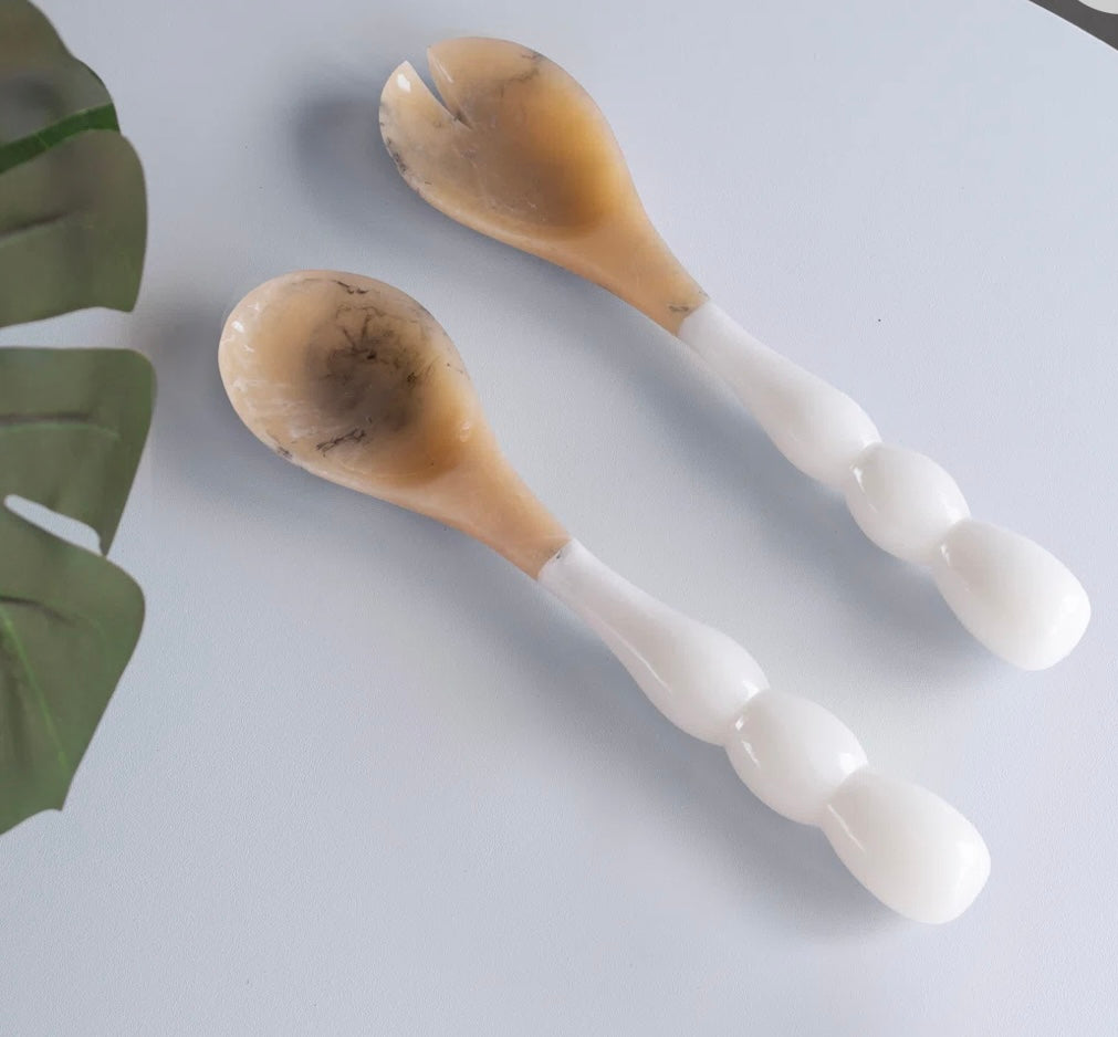 White Resin Serving Set