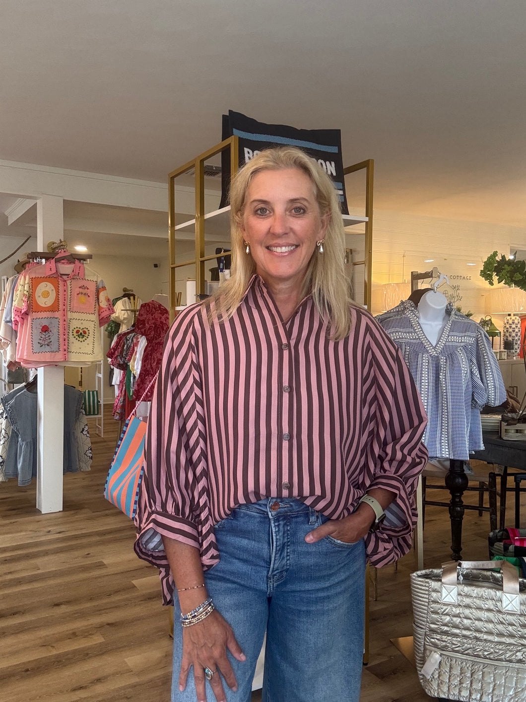 Striped Pink/Maroon Top