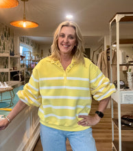 Load image into Gallery viewer, Yellow/ White Stripe Sweat Top
