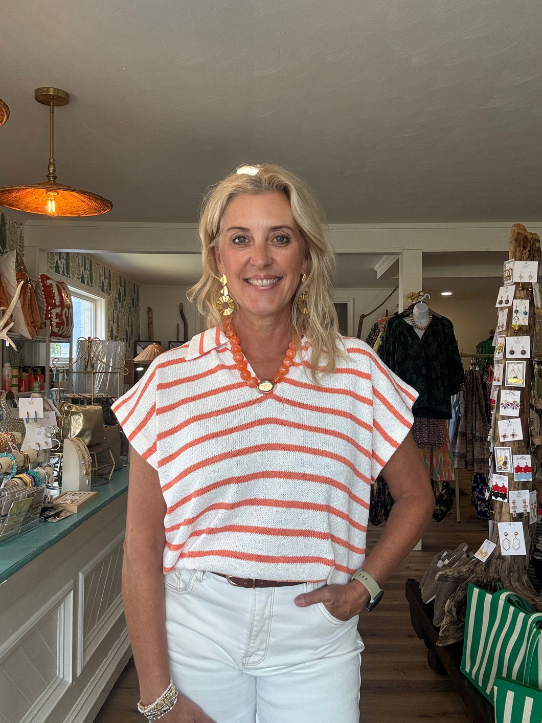 Orange Stripe Top