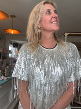 Load image into Gallery viewer, Silver Sequin Fringe Top
