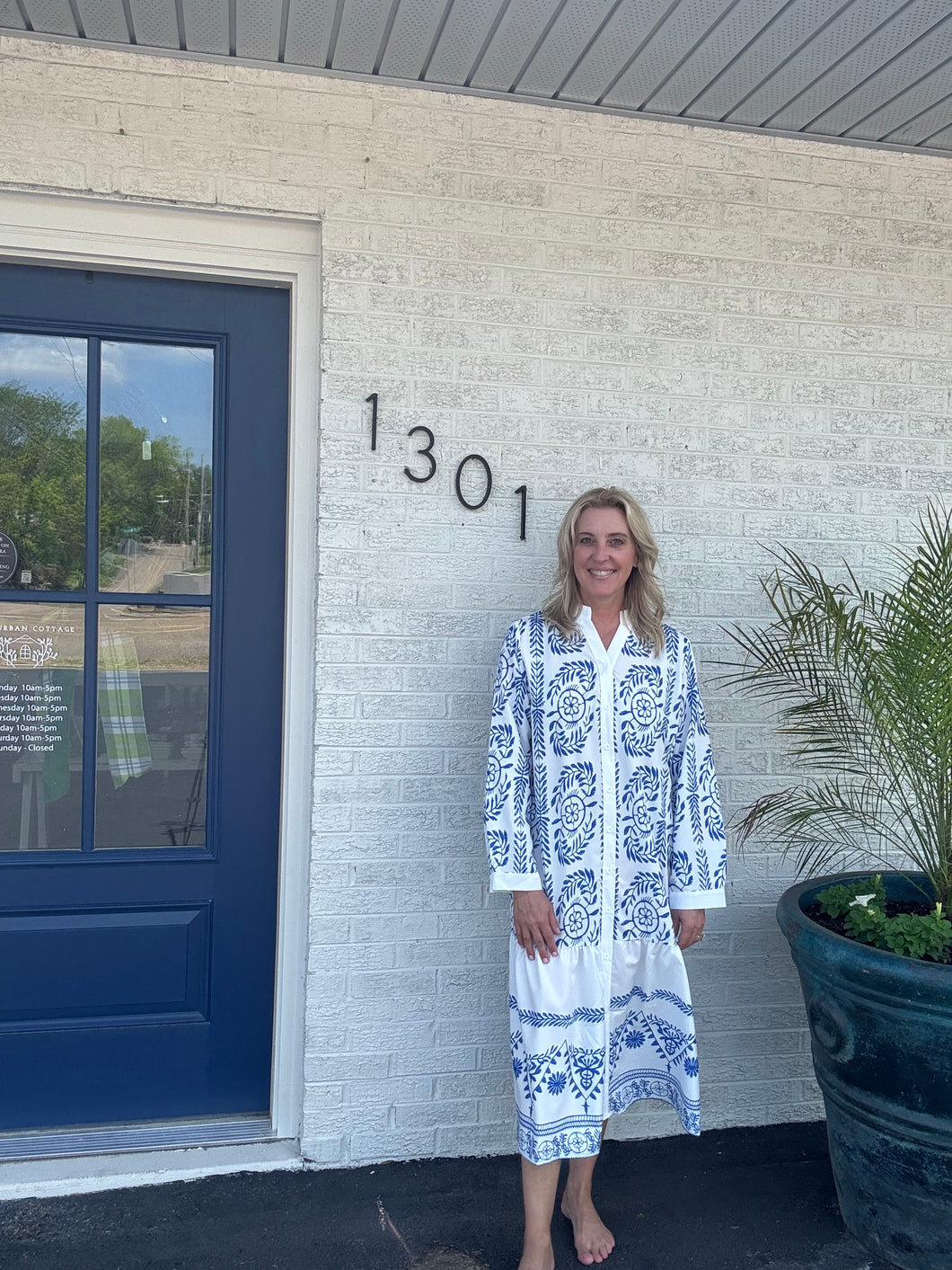 Blue and White Dress