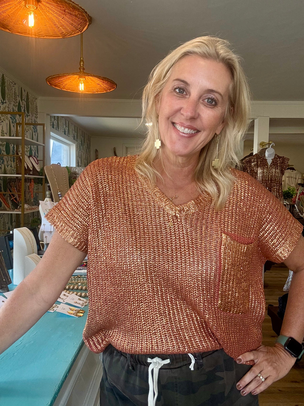 Orange Knit Top