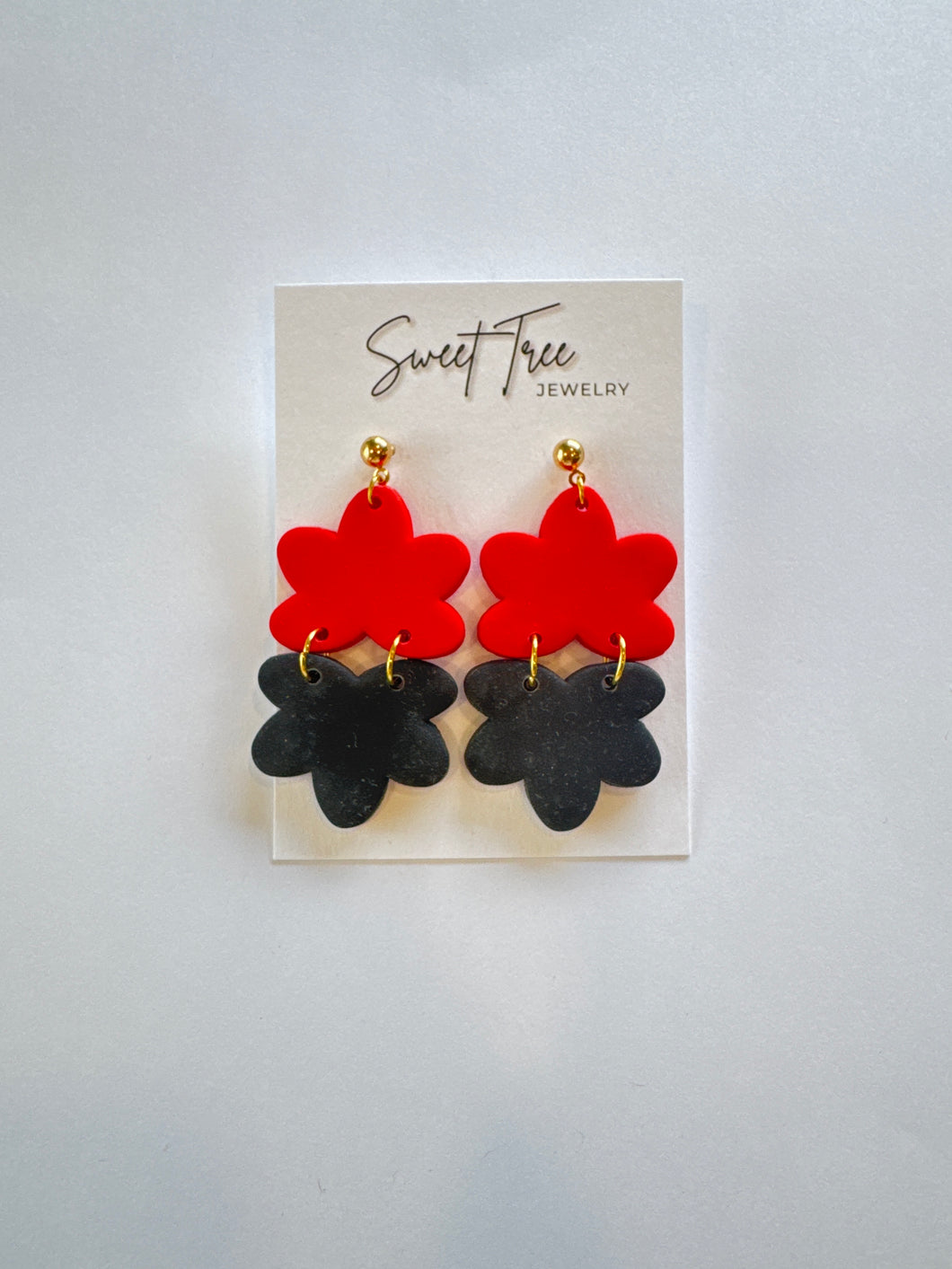 Red and Black Clay Earrings
