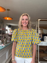 Load image into Gallery viewer, Yellow/Blue Floral Top
