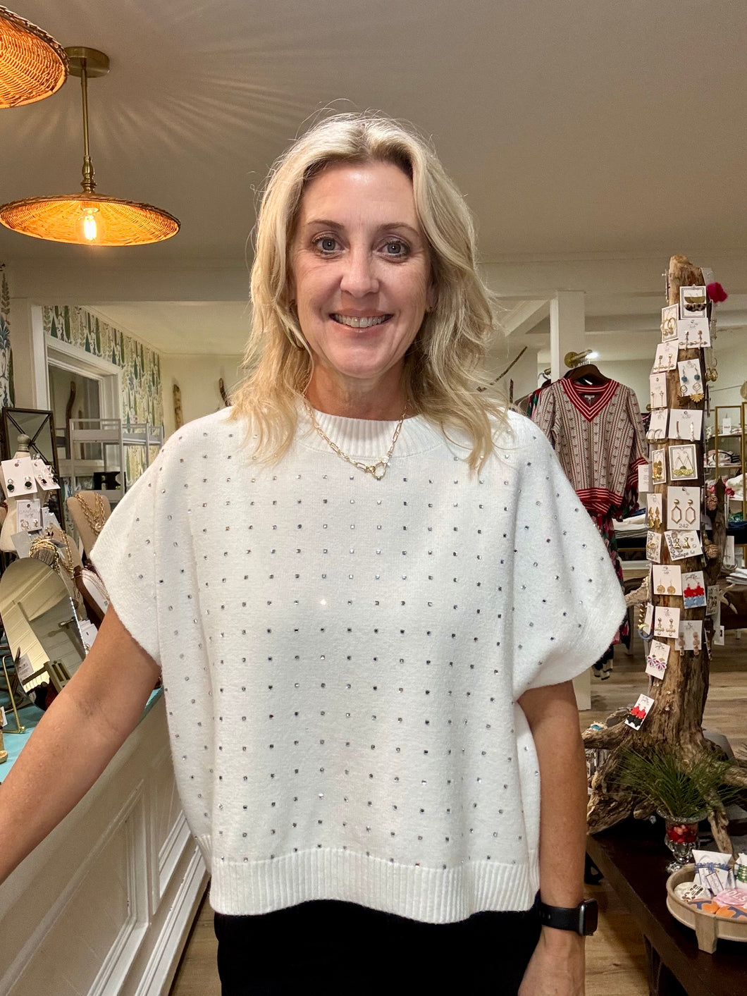 Winter White Rhinestone Top