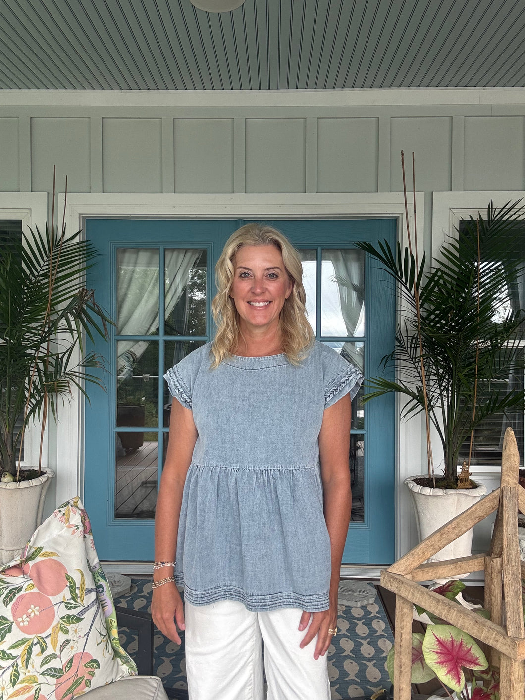 Denim Babydoll Top