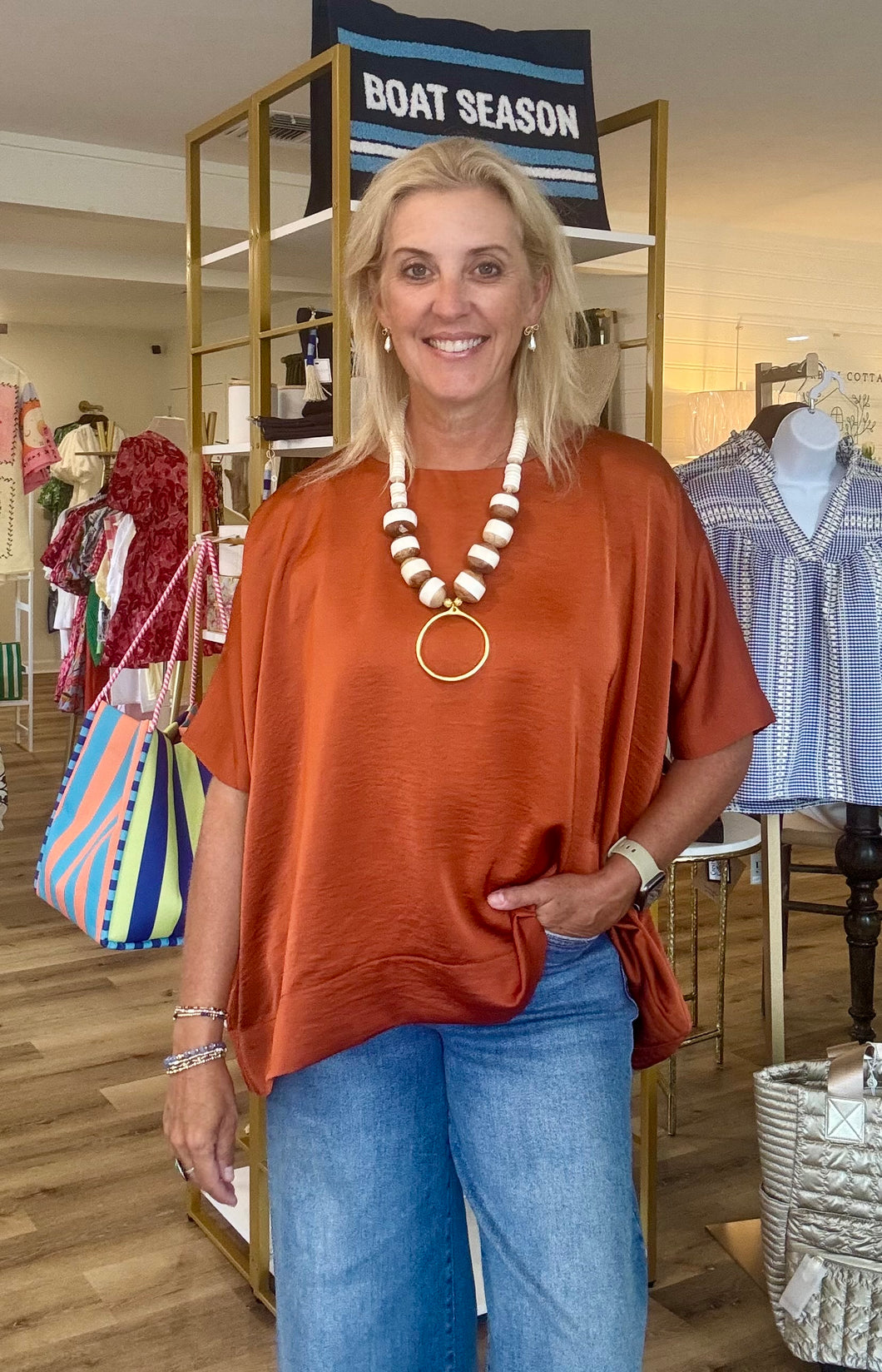 Burnt Orange Satin Top