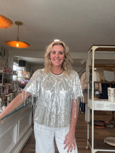 Load image into Gallery viewer, Silver Sequin Fringe Top
