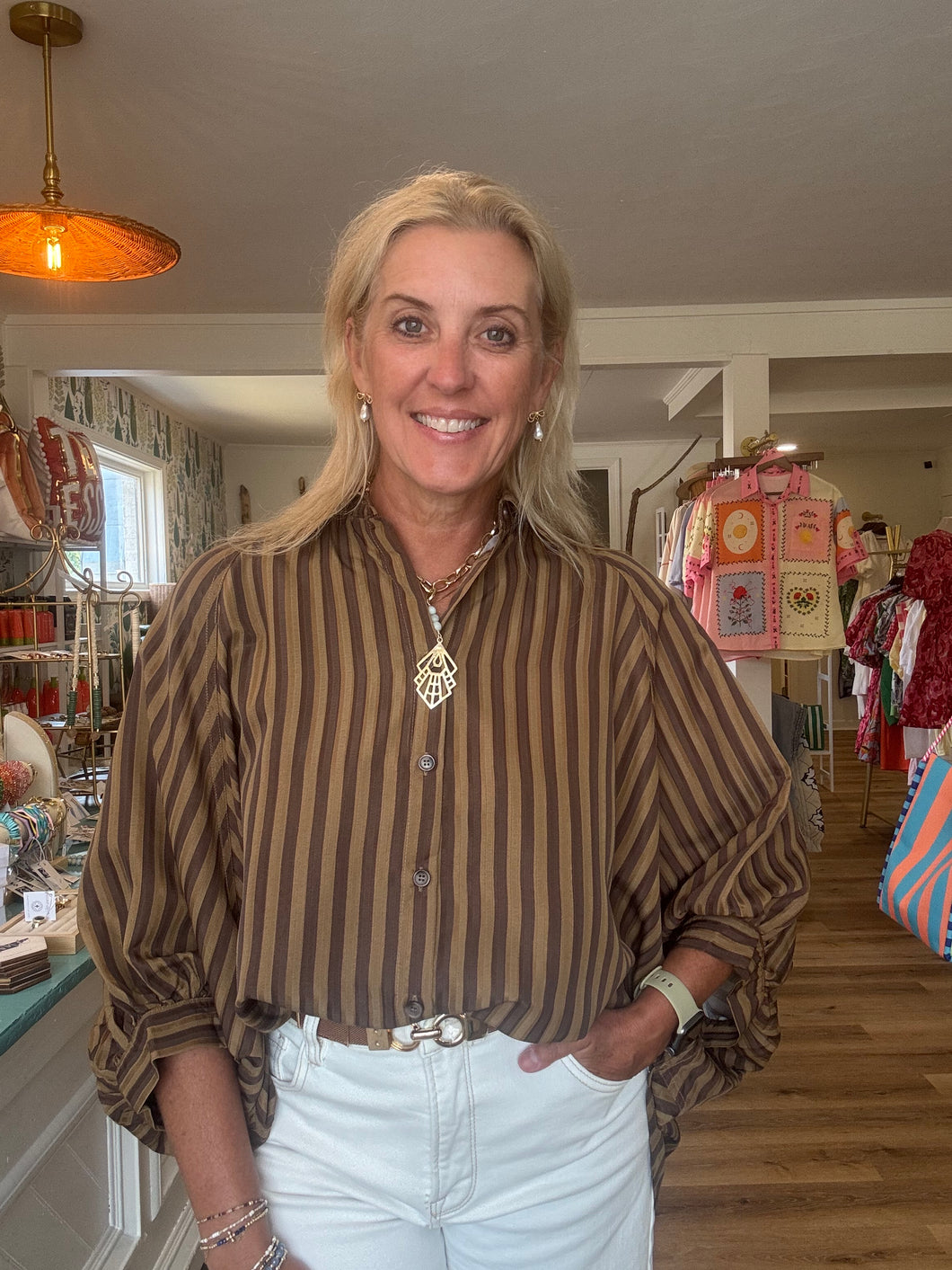 Striped Brown/Green Top