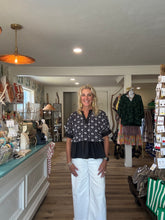 Load image into Gallery viewer, Black and White Peplum Top
