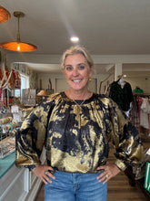 Load image into Gallery viewer, Black and Gold Metallic Top
