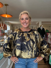 Load image into Gallery viewer, Black and Gold Metallic Top
